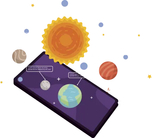 Illustration of astrology mobile app interfaces for horoscope and tarot experiences
