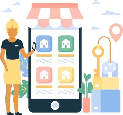 On-demand app development banner showing a mobile service marketplace experience