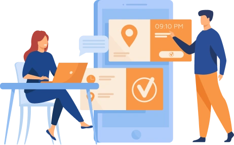 On-demand app development banner showing a mobile service marketplace experience
