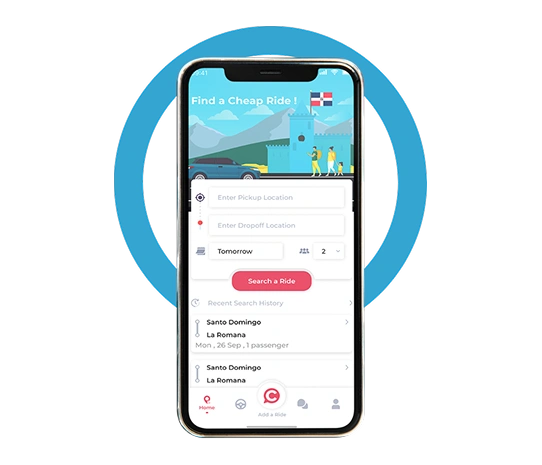 Ride-sharing mobile app journey
