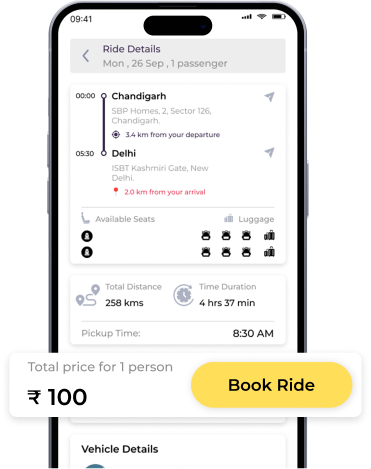 Smooth Ride seat selection and booking screen
