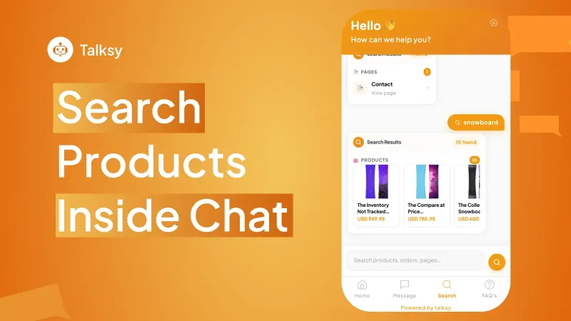 Talksy: live chat and product search